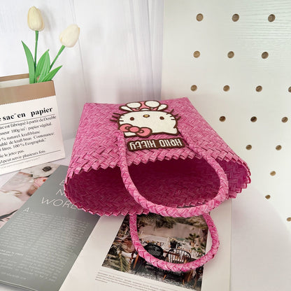 Hello Kitty Pink Woven Tote Bag - Cuteness Overload