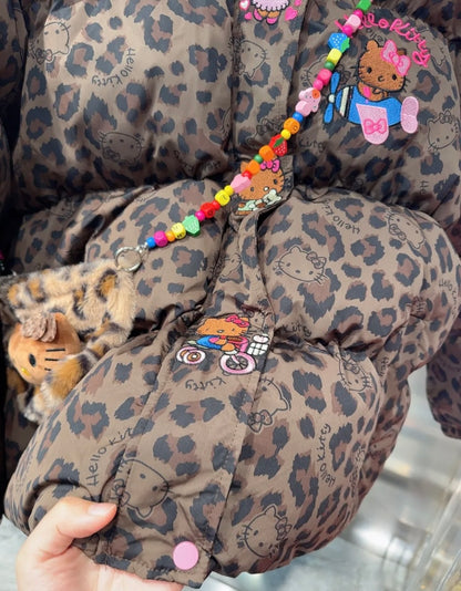 Hello Kitty Leopard Print Signature Plush Coat&Fluffy Bag