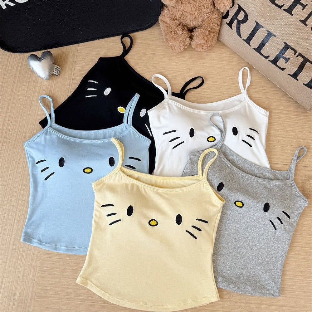  Hello Kitty Print Cami Top with Built-in Bra