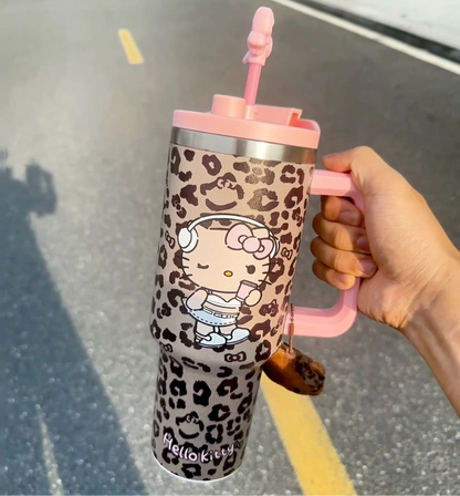 Kitty CoolCat Leopard Tumbler40 Oz & Travel coffee Thermal Mug