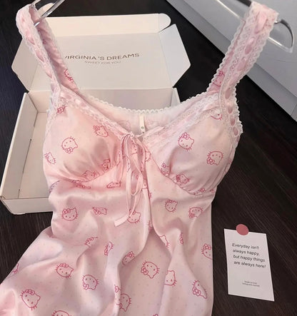 HelloKitty Pink Lace Silken Whisper Camisole Dress