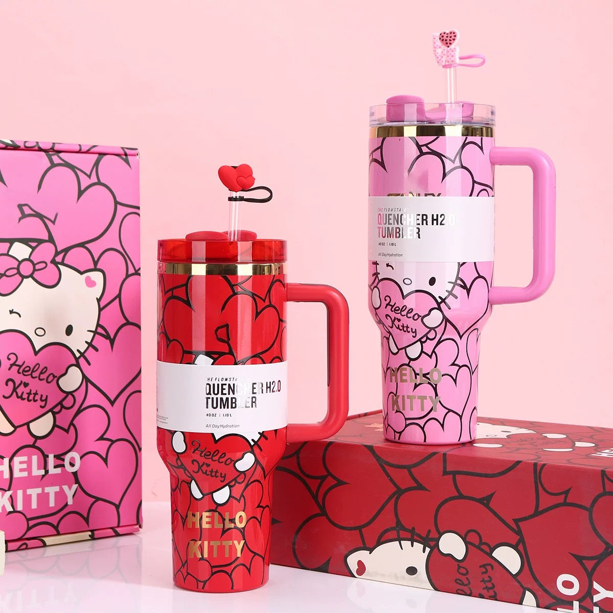 Hello Kitty Sweet Hearts 40 OZ Car Cup Gift Box Set 💝