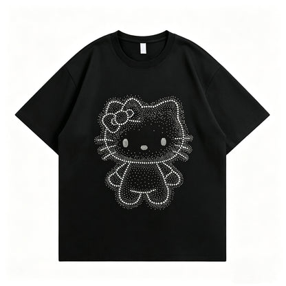 Sparkle Rhinestone Hello Kitty Oversized Cotton Tee