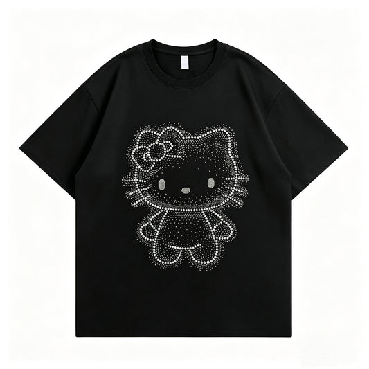 Sparkle Rhinestone Hello Kitty Oversized Cotton Tee