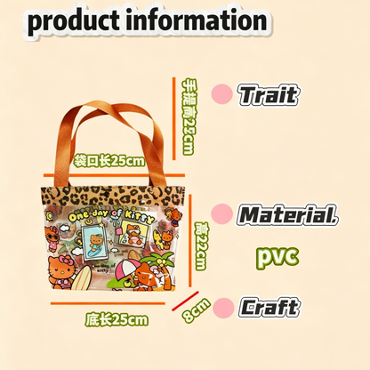  Leopard Print Hello Kitty Clear Tote Bag