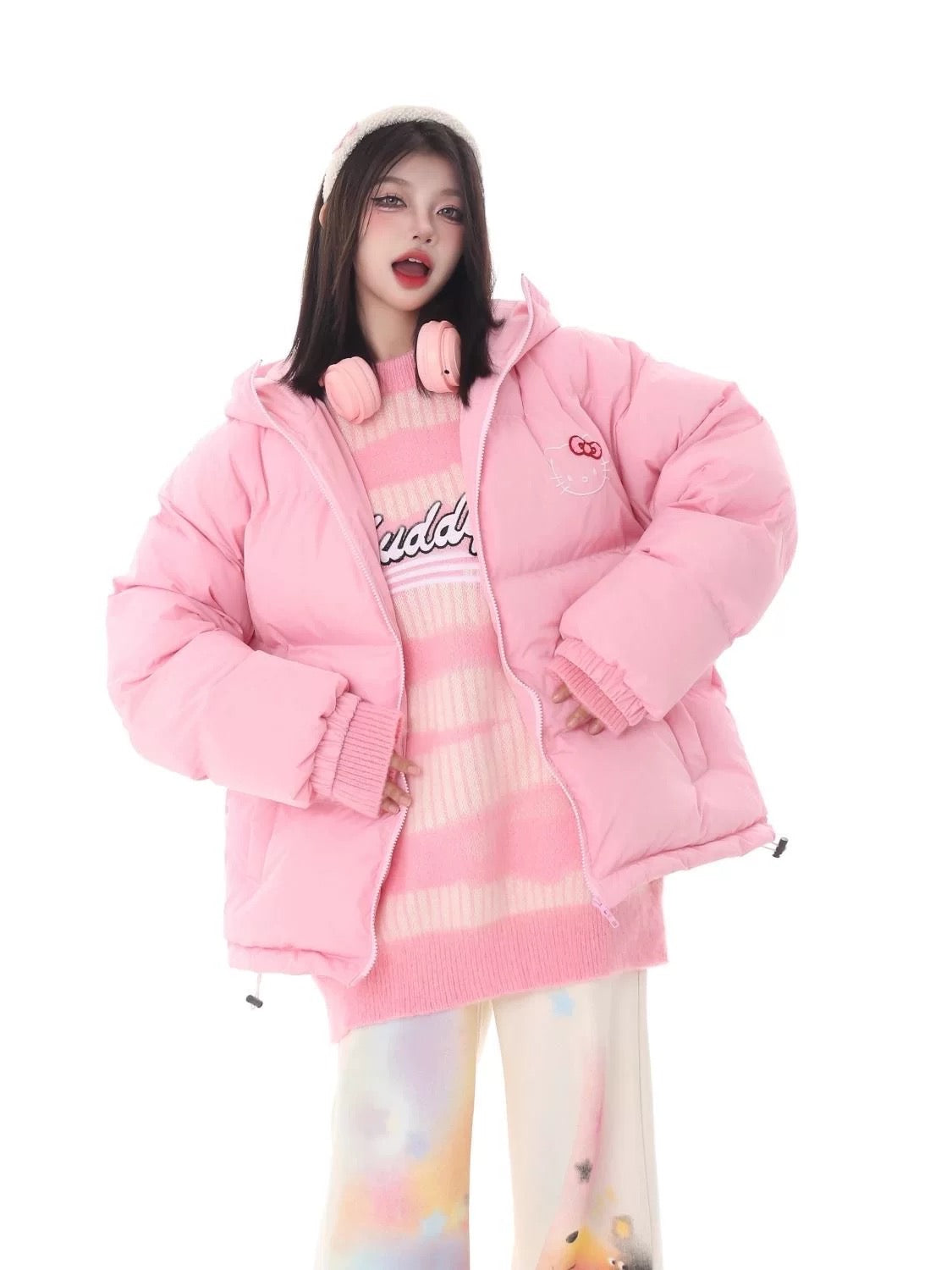 HelloKitty Embroidered Puffer Jacket