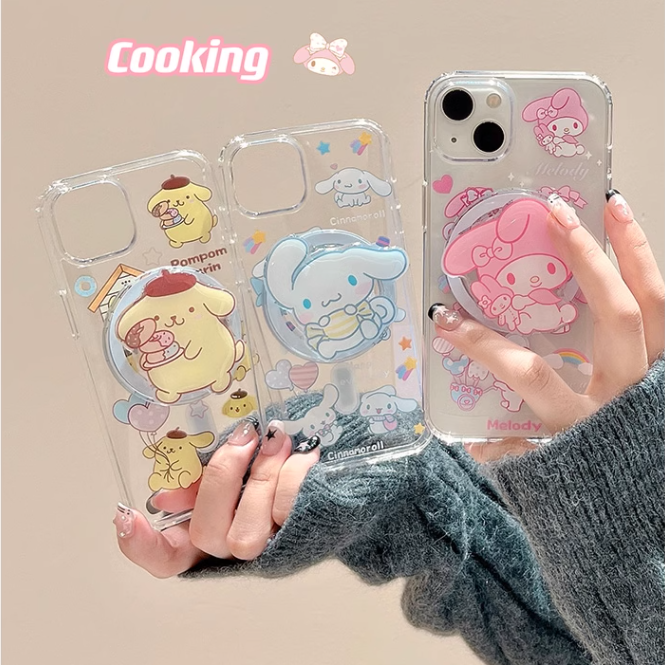 Sanrio Clear Phone Case with Magnetic Pop Socket
