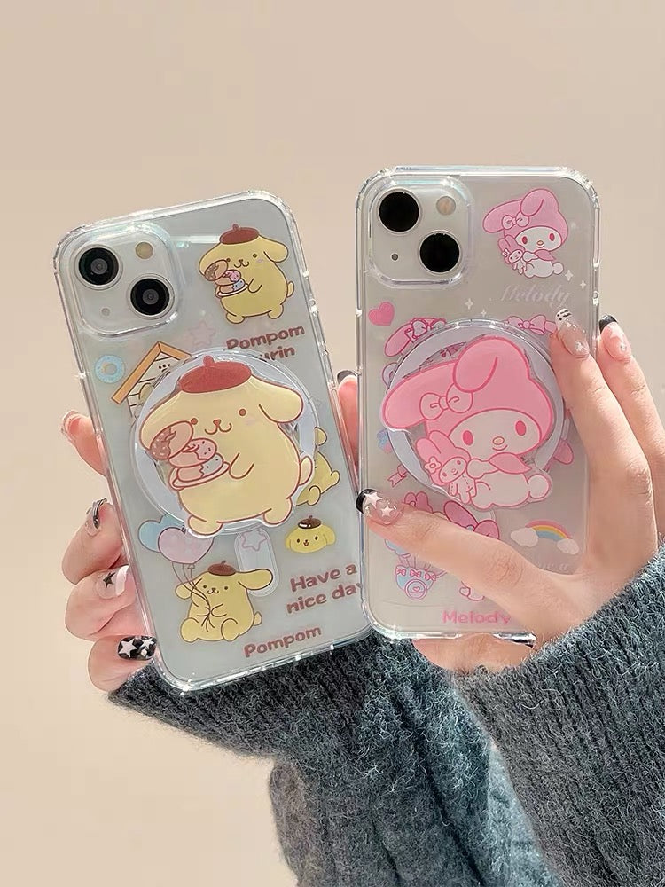 Sanrio Clear Phone Case with Magnetic Pop Socket