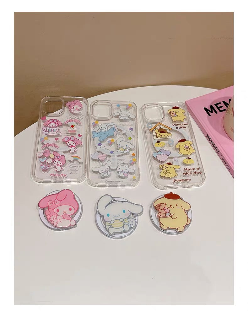 Sanrio Clear Phone Case with Magnetic Pop Socket