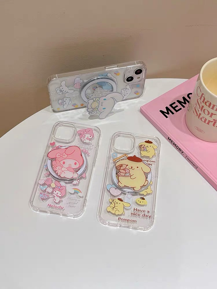 Sanrio Clear Phone Case with Magnetic Pop Socket