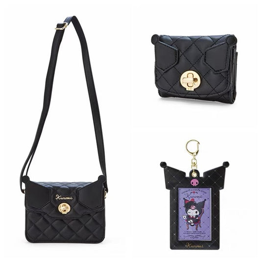 Kuromi Umhängetasche + Geldbörse + Kartenhalter