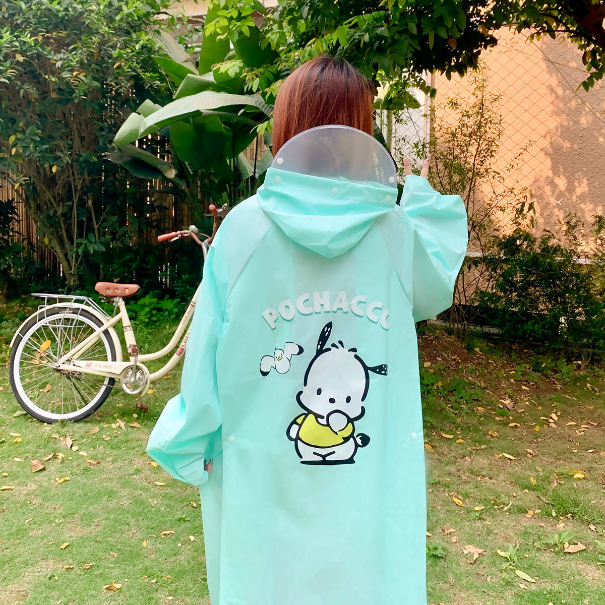 Mintfarbener Pochacco-Regenmantel