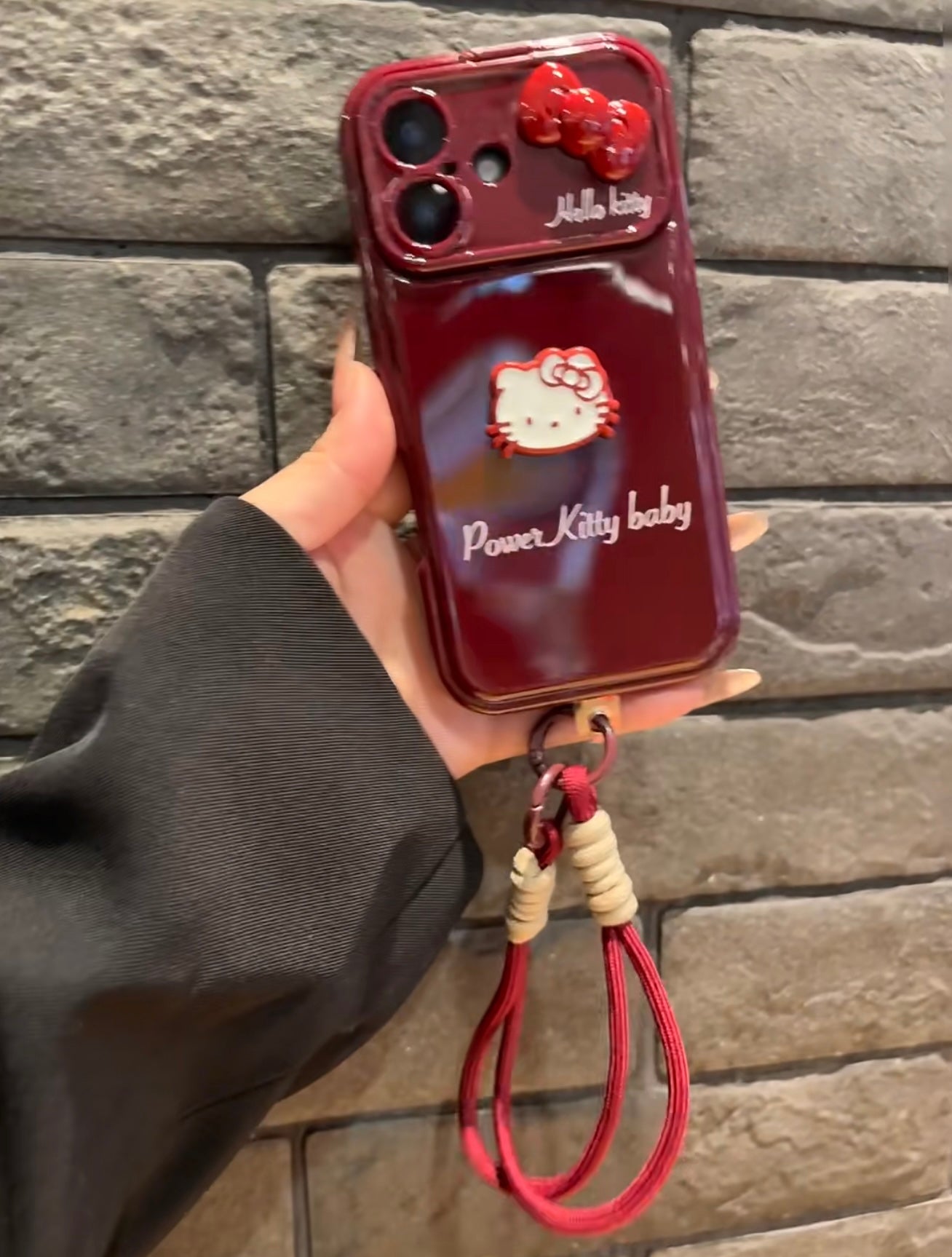 Hello Kitty Power Kitty Baby Crimson Love Phone Case with Mirror Stand GoodChoyice Hello Kitty Power Kitty Baby Crimson Love Phone Case with Mirror Stand GoodChoyice
