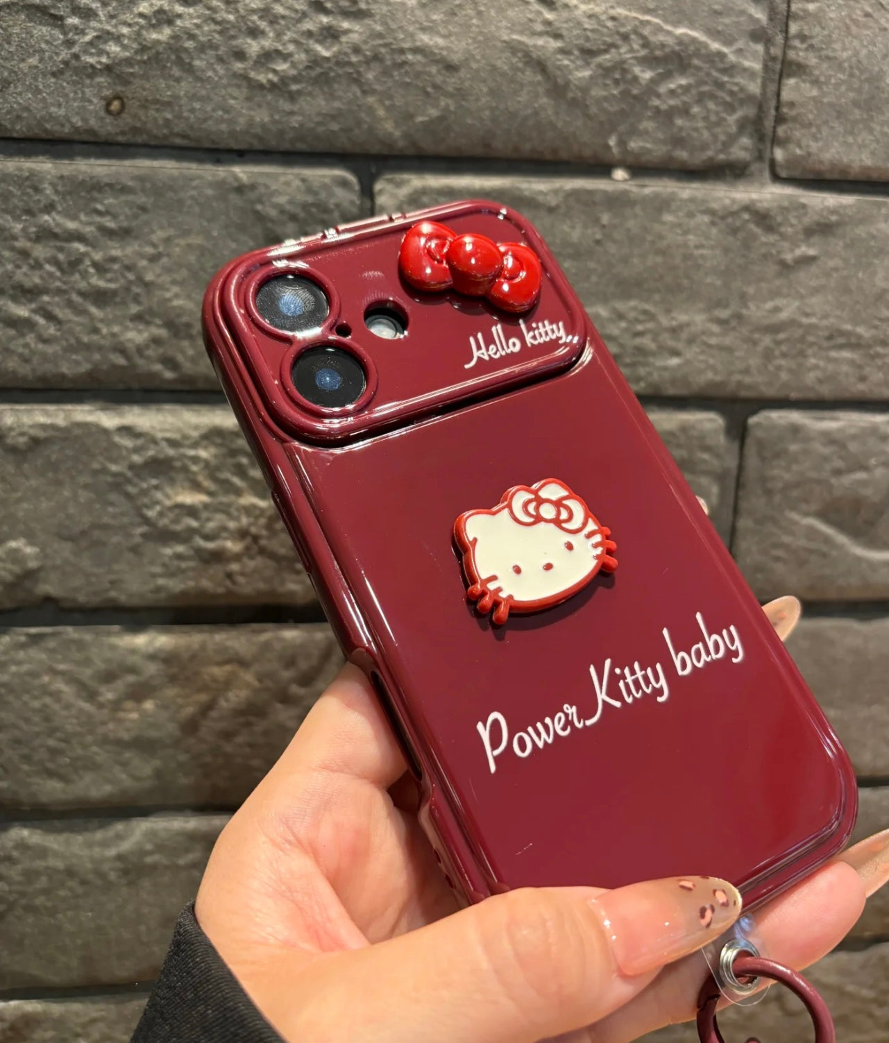 Hello Kitty Power Kitty Baby Crimson Love Phone Case with Mirror Stand – GoodChoyice Hello Kitty Power Kitty Baby Crimson Love Phone Case with Mirror Stand – GoodChoyice