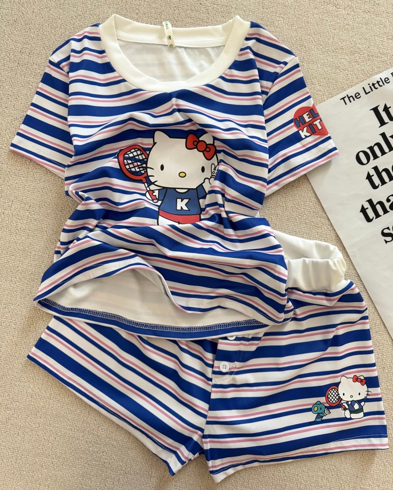 Hello Kitty Cute&Comfy Soft Girlie Striped Pajamas❤️💙🤍
