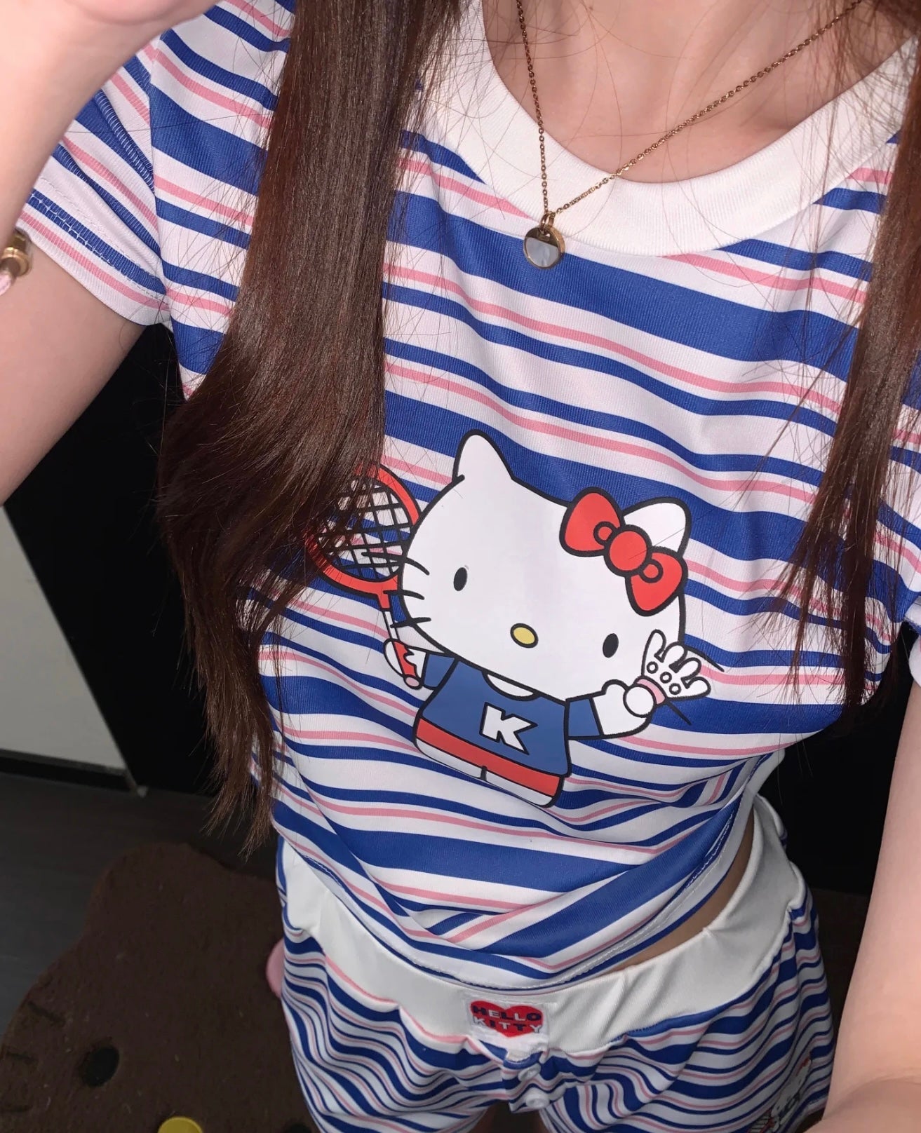 Hello Kitty Cute&Comfy Soft Girlie Striped Pajamas❤️💙🤍