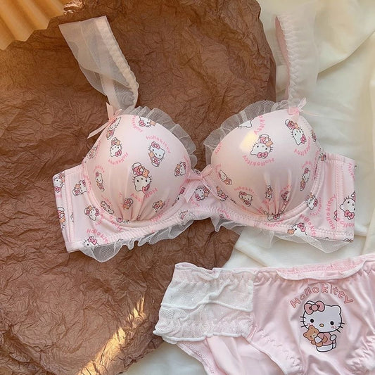 Hello Kitty Pink Lace Trim Lingerie Set