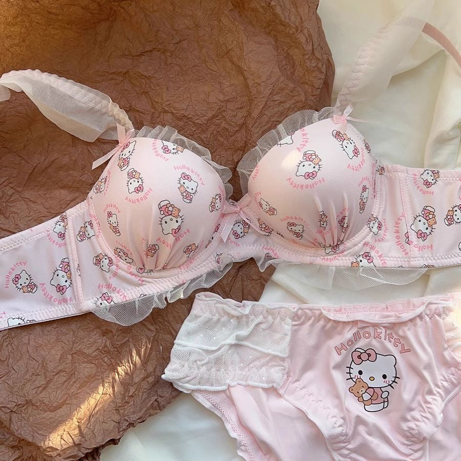 Hello Kitty Pink Lace Trim Lingerie Set