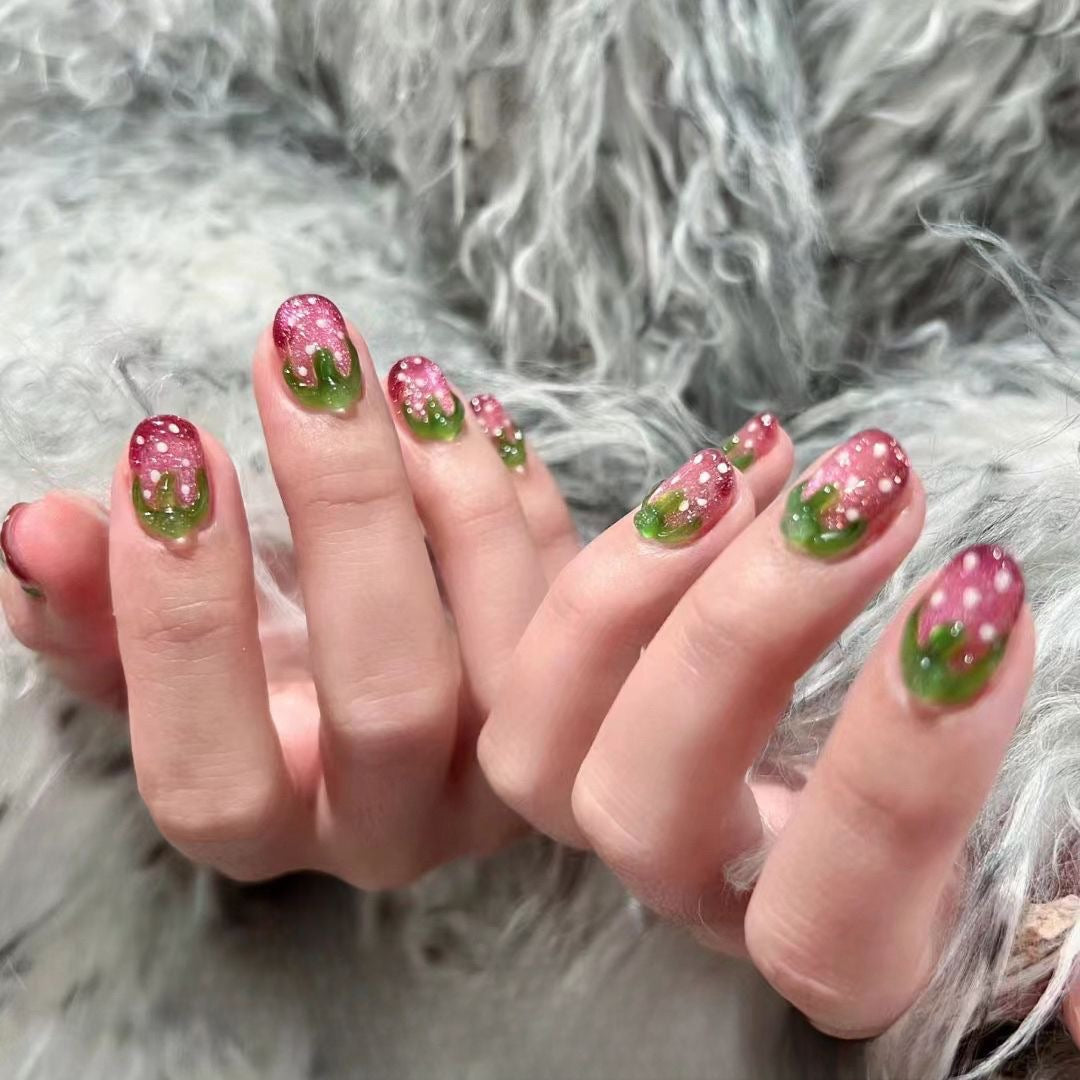 Kawaii Jelly Erdbeere Aufklebbares Nagelset