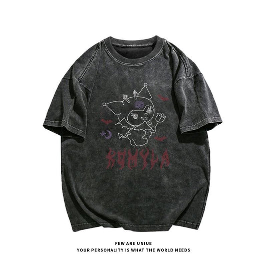 Kuromi Water-Washed Vintage Kurzarmhemd