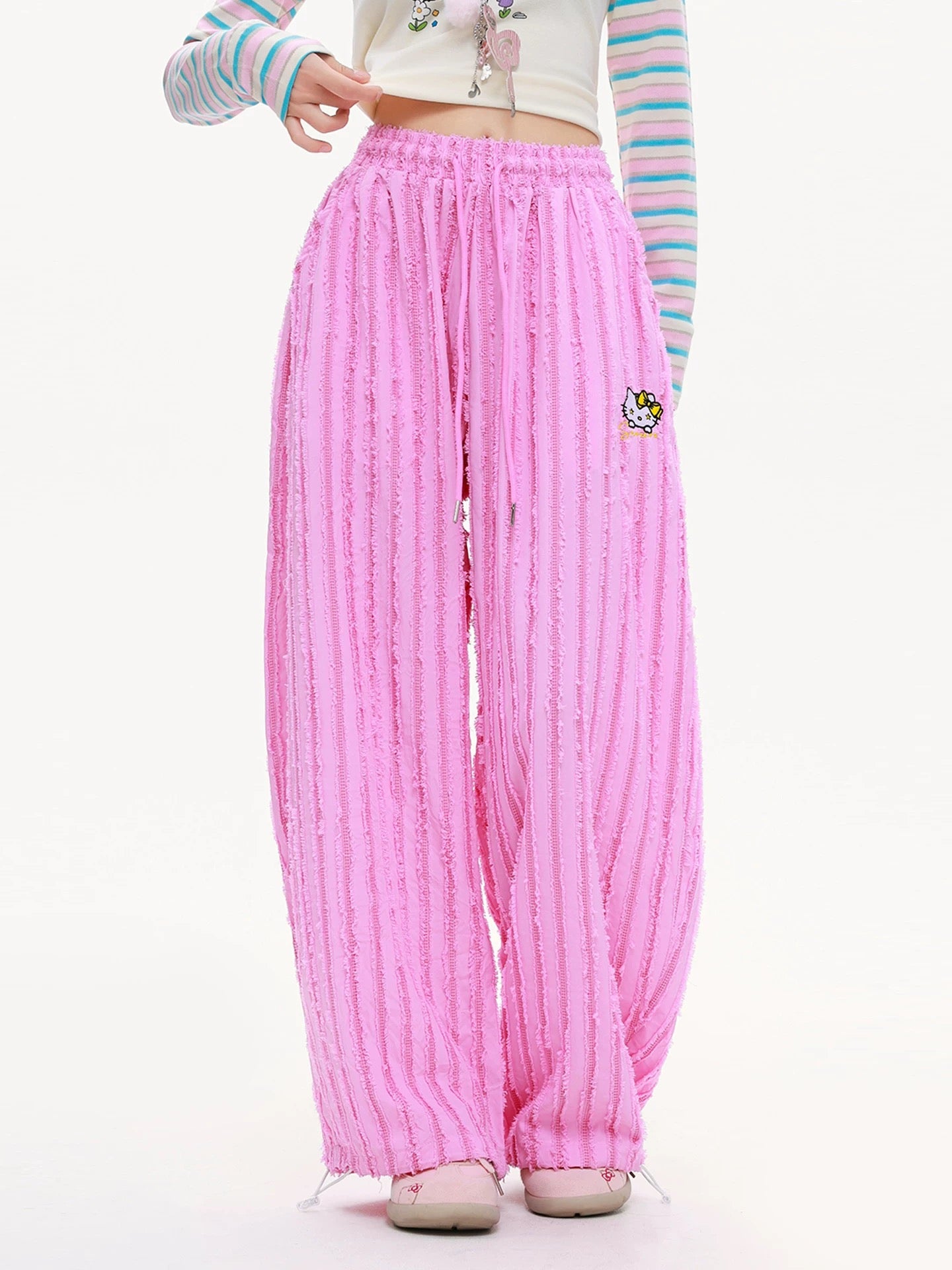 Hello Kitty Sweet Rebel Distressed Stripe Pants