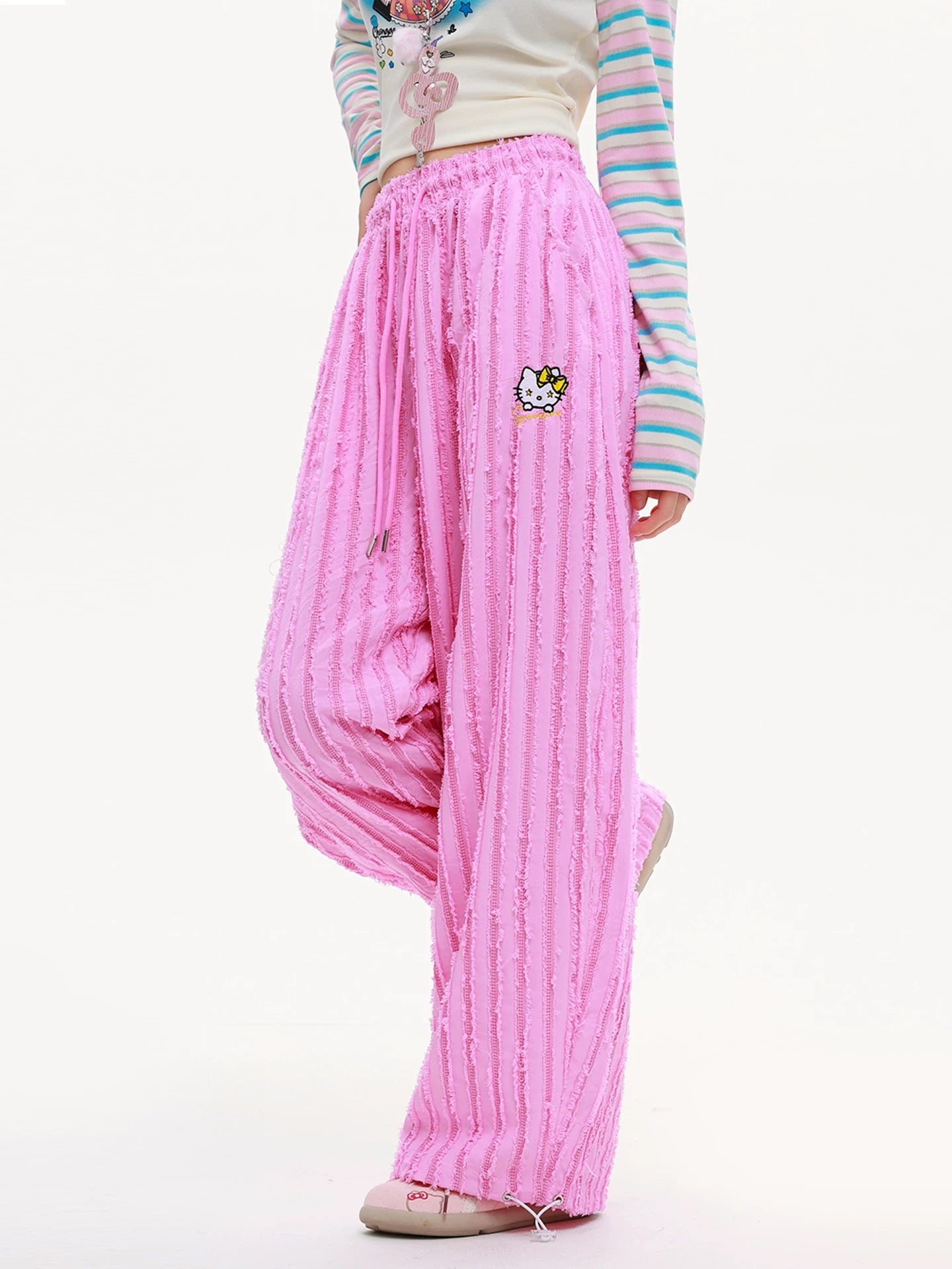 Hello Kitty Sweet Rebel Distressed Stripe Pants