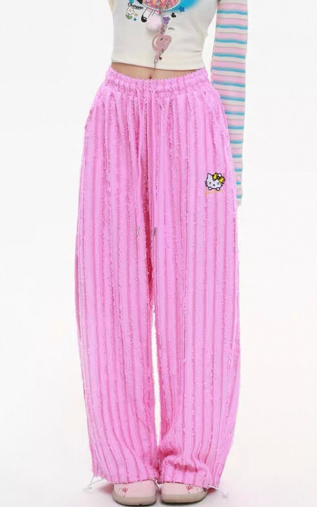 Hello Kitty Sweet Rebel Distressed Stripe Pants