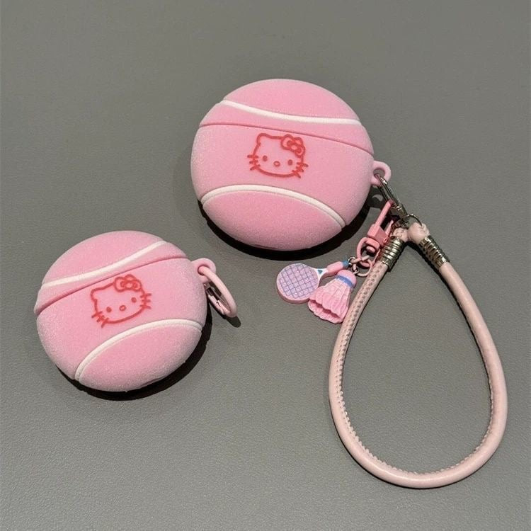 Hello Kitty Pink Tennis Ball AirPod Case with Bracelet Charm