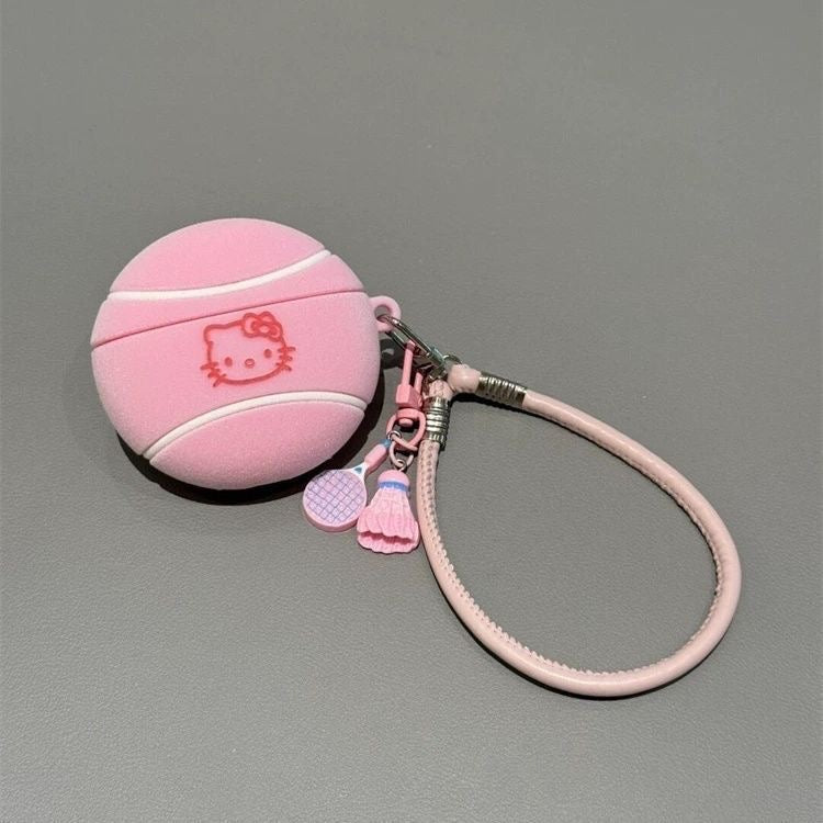 Hello Kitty Pink Tennis Ball AirPod Case with Bracelet Charm