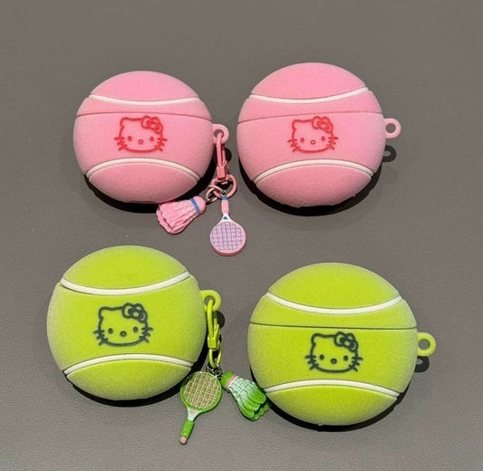 Hello Kitty Pink Tennis Ball AirPod Case with Bracelet Charm