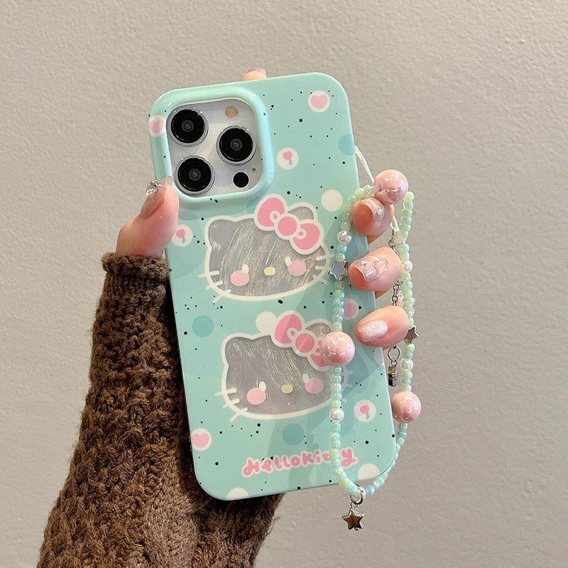 HelloKitty Mint Handyhülle mit Handyanhänger