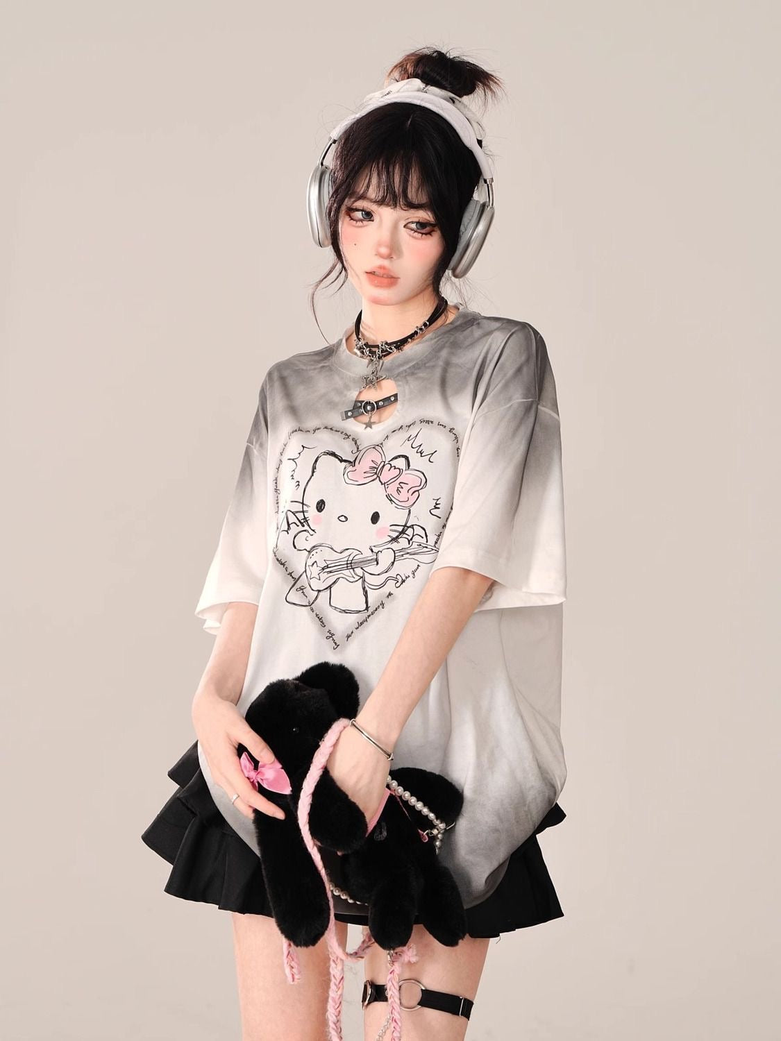 Hello Kitty Ombre Hollow Neckline Shirt