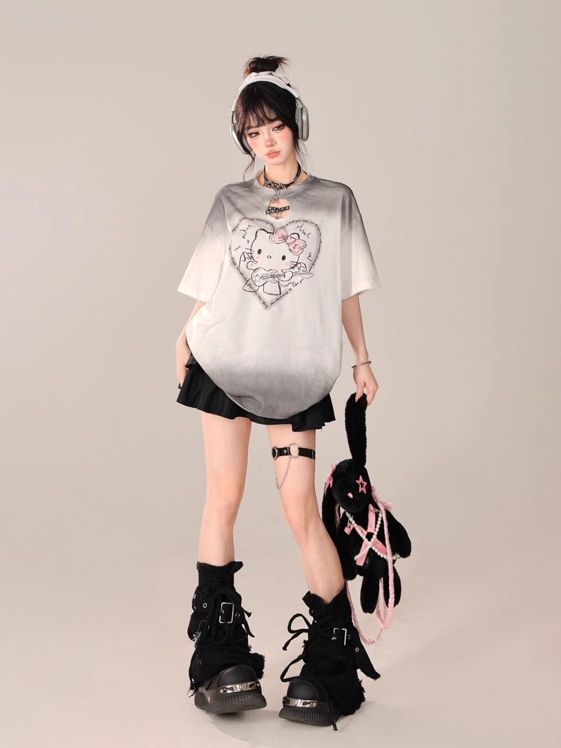 Hello Kitty Ombre Hollow Neckline Shirt