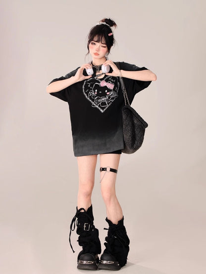 Hello Kitty Ombre Hollow Neckline Shirt