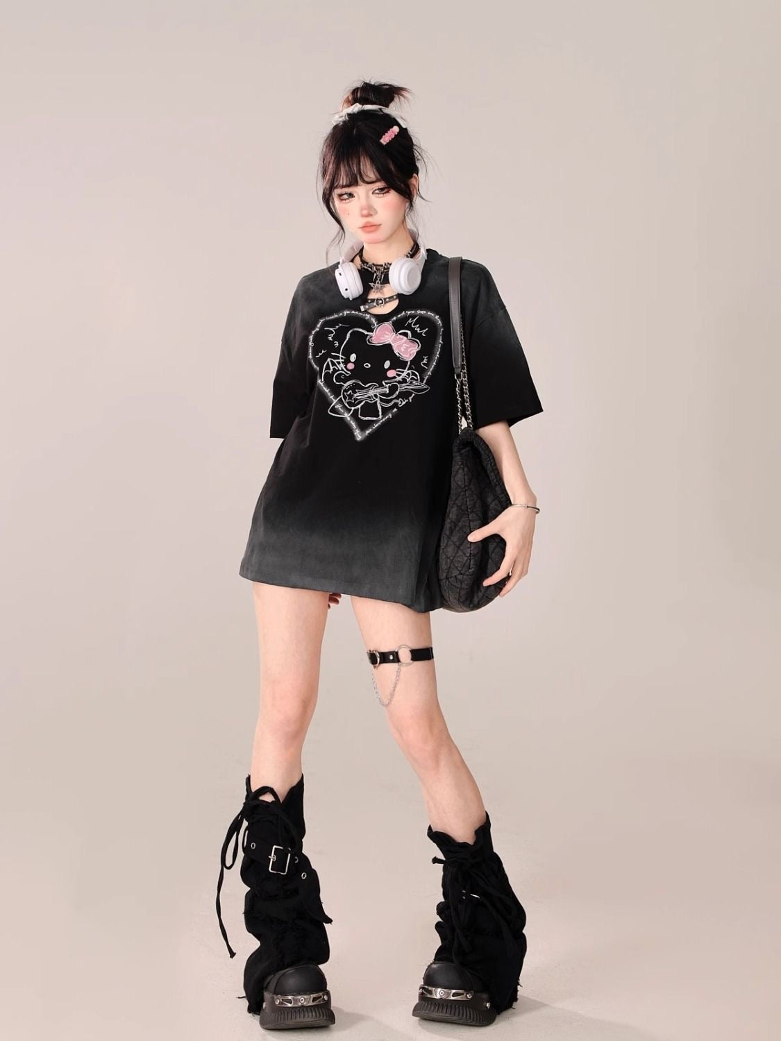 Hello Kitty Ombre Hollow Neckline Shirt