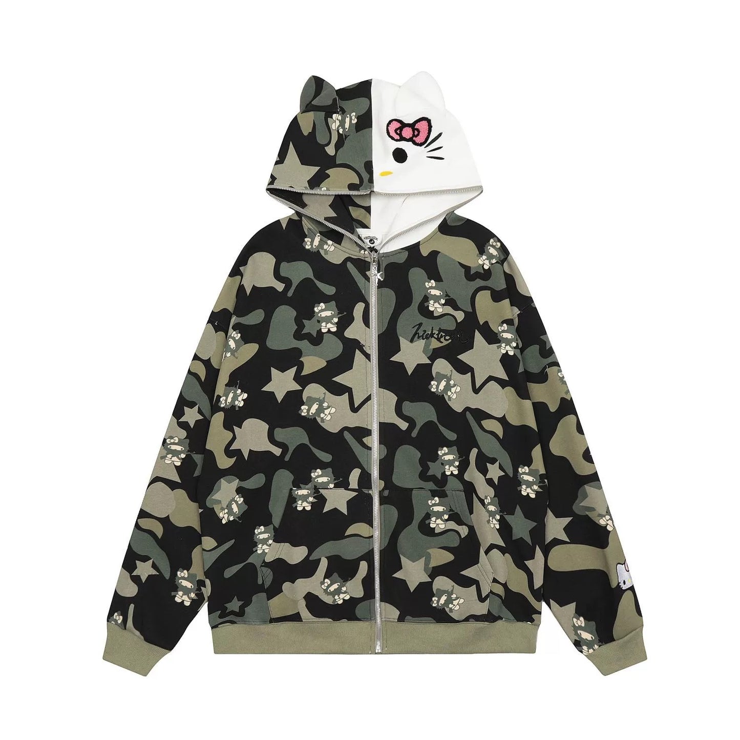 Hello Kitty Camouflage Hoodies Oversized Jacket
