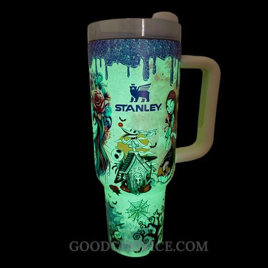 Sally & Jack Skellington Midnight Magic Glow-in-the-Dark 40 Oz Tumbler 🖤💀✨🎃 Limited Edition