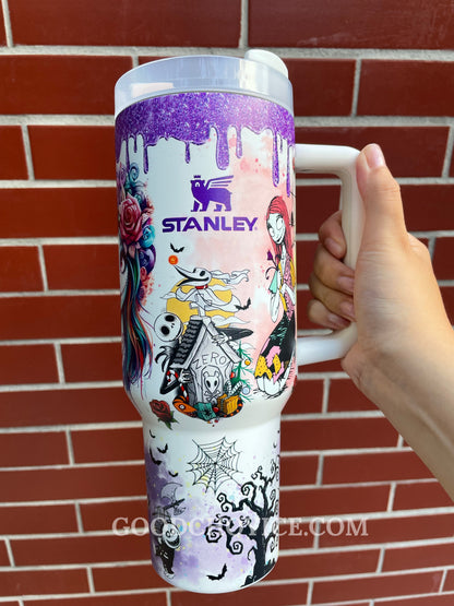 Sally & Jack Skellington Midnight Magic Glow-in-the-Dark 40 Oz Tumbler 🖤💀✨🎃 Limited Edition