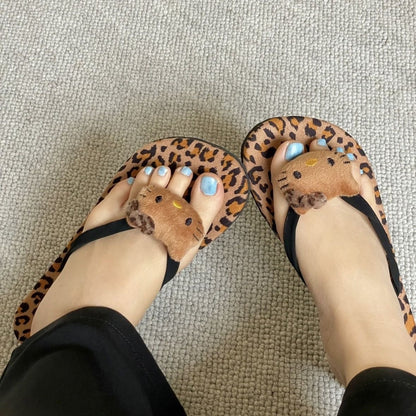Hellokitty Flip-Flops Strandschuh mit Leopardenmuster