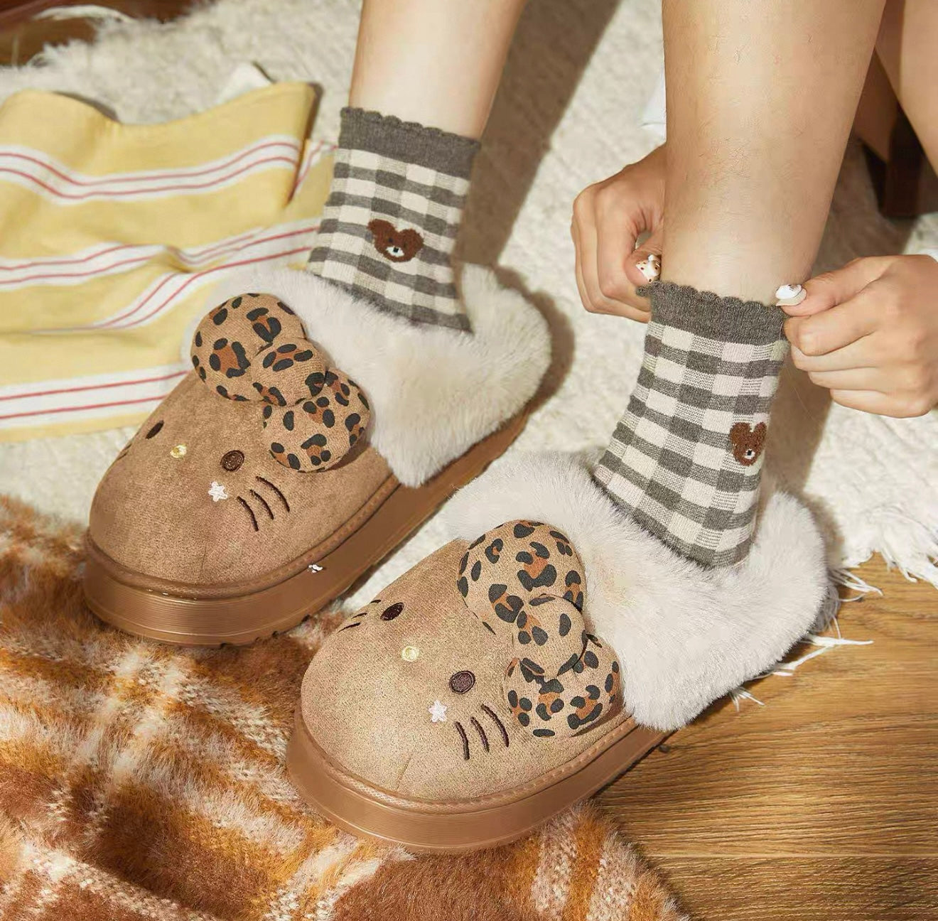 Hello Kitty Fuzzy Slippers – Cozy & Cute Indoor/Outdoor Wear