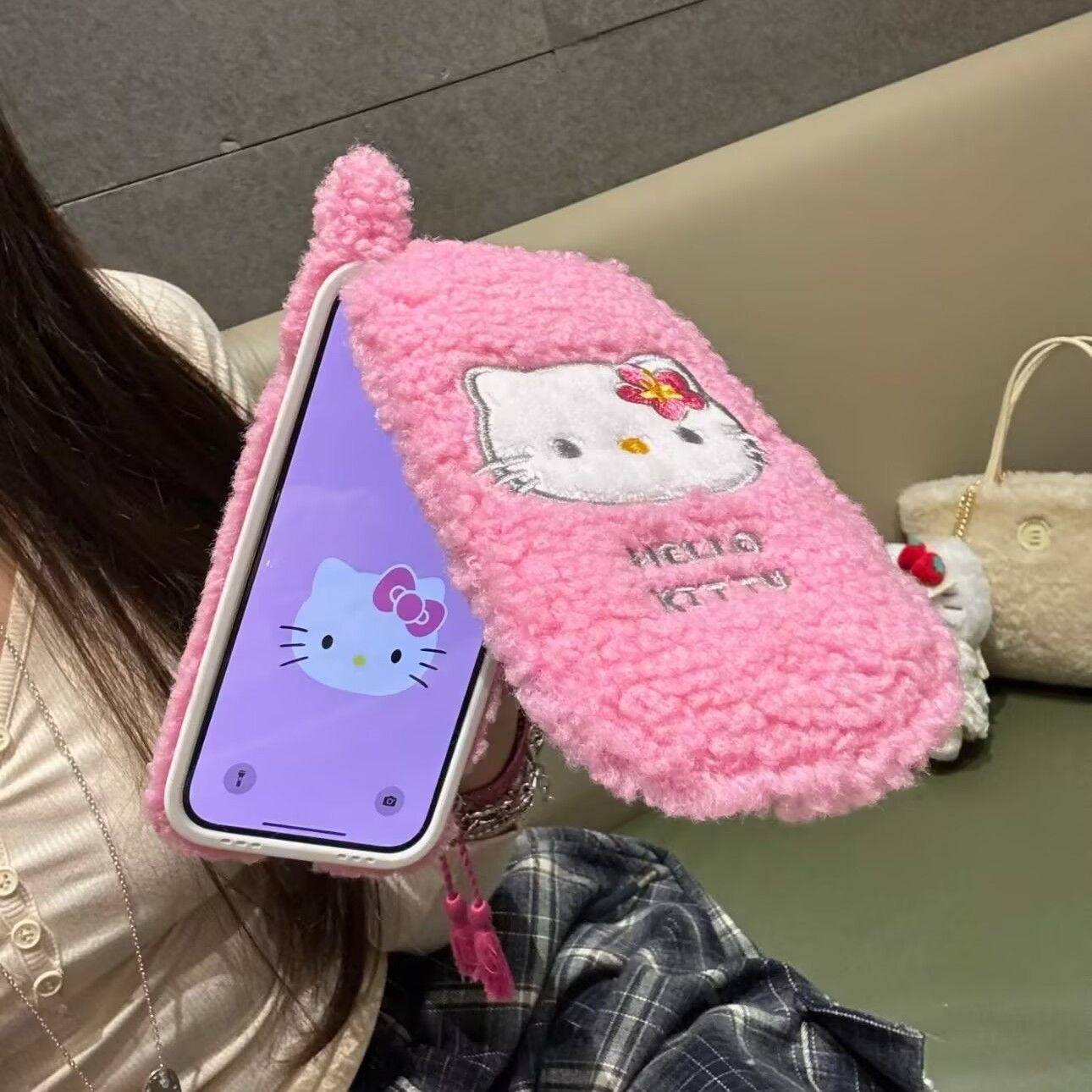 HelloKitty Y2K Pink Fluffy Phone Case – GoodChoyice HelloKitty Y2K Pink Fluffy Phone Case – GoodChoyice