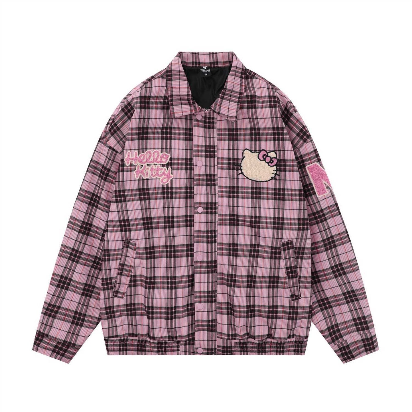 Karierte Collegejacke mit Hello Kitty-Motiv 