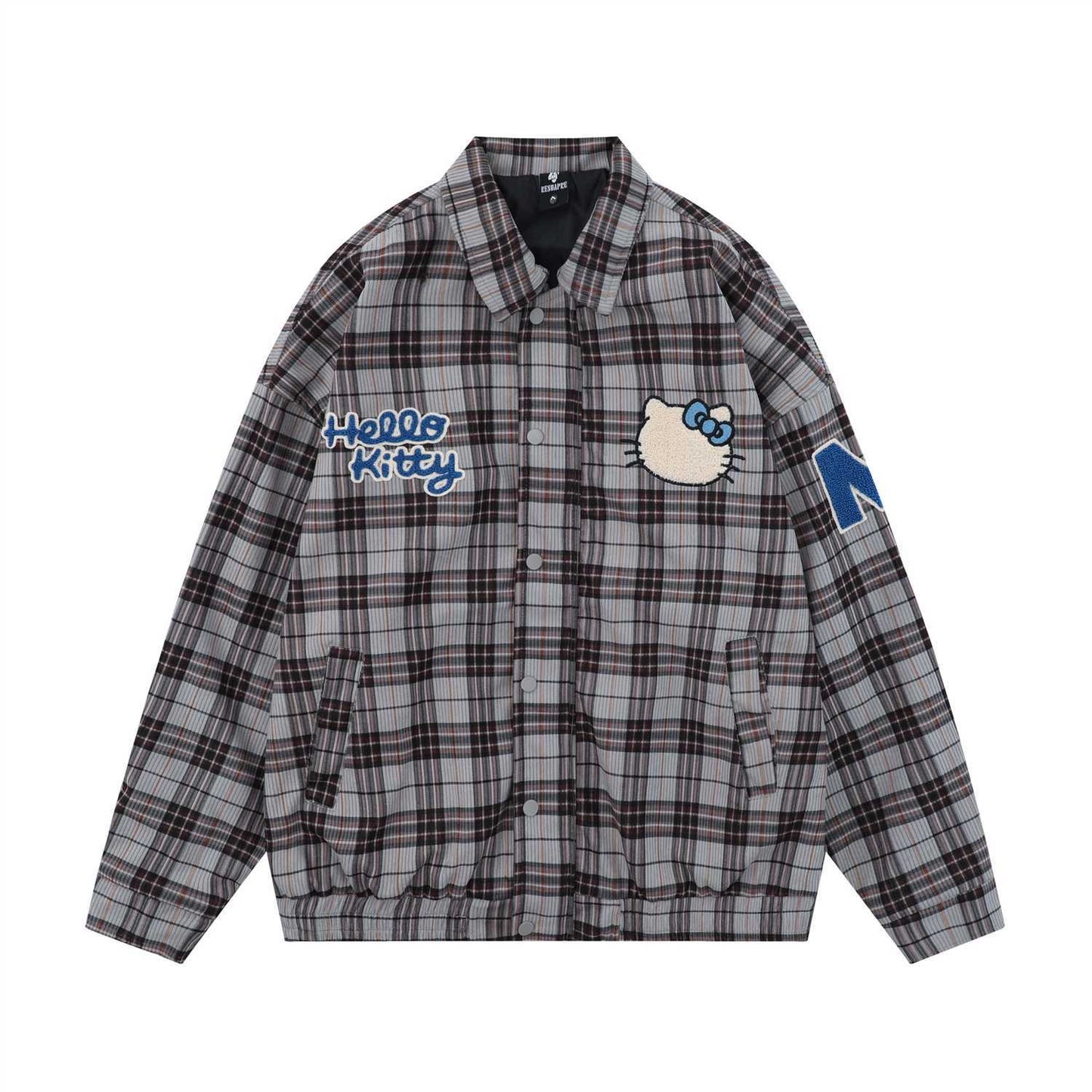 Karierte Collegejacke mit Hello Kitty-Motiv 