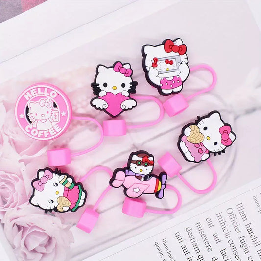 Hello Kitty Straw 6 PCs Toppers Set
