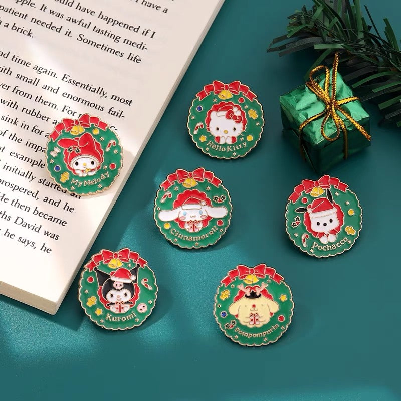 Sanrio Christmas Wreath Pin