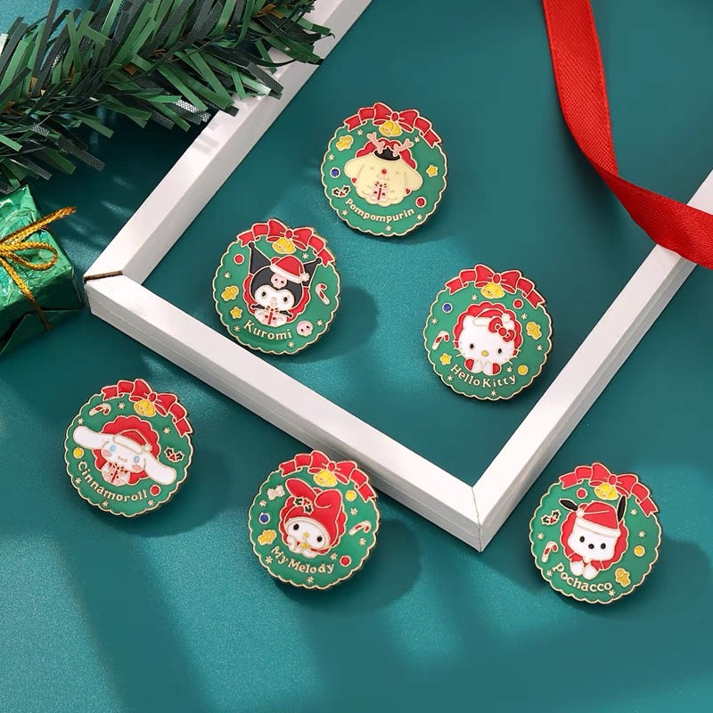 Sanrio Christmas Wreath Pin