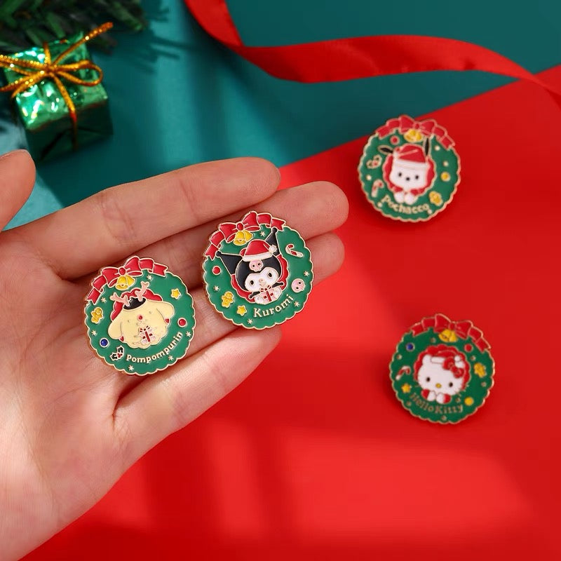 Sanrio Christmas Wreath Pin