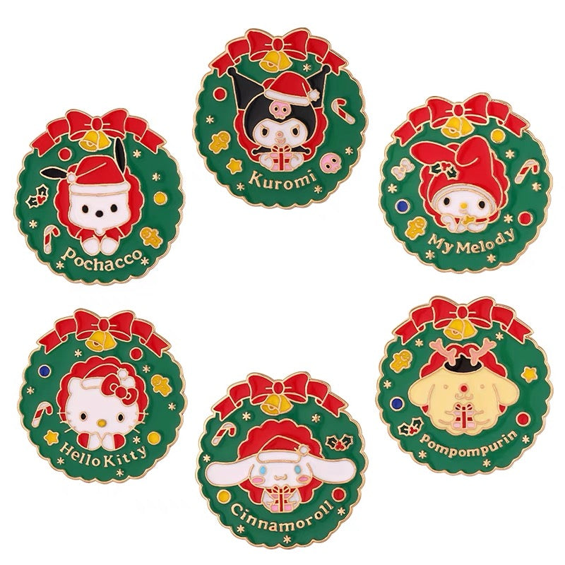 Sanrio Christmas Wreath Pin