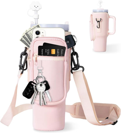 Passende Wasserflaschen-Tragetasche mit Telefontasche und verstellbarem Riemen