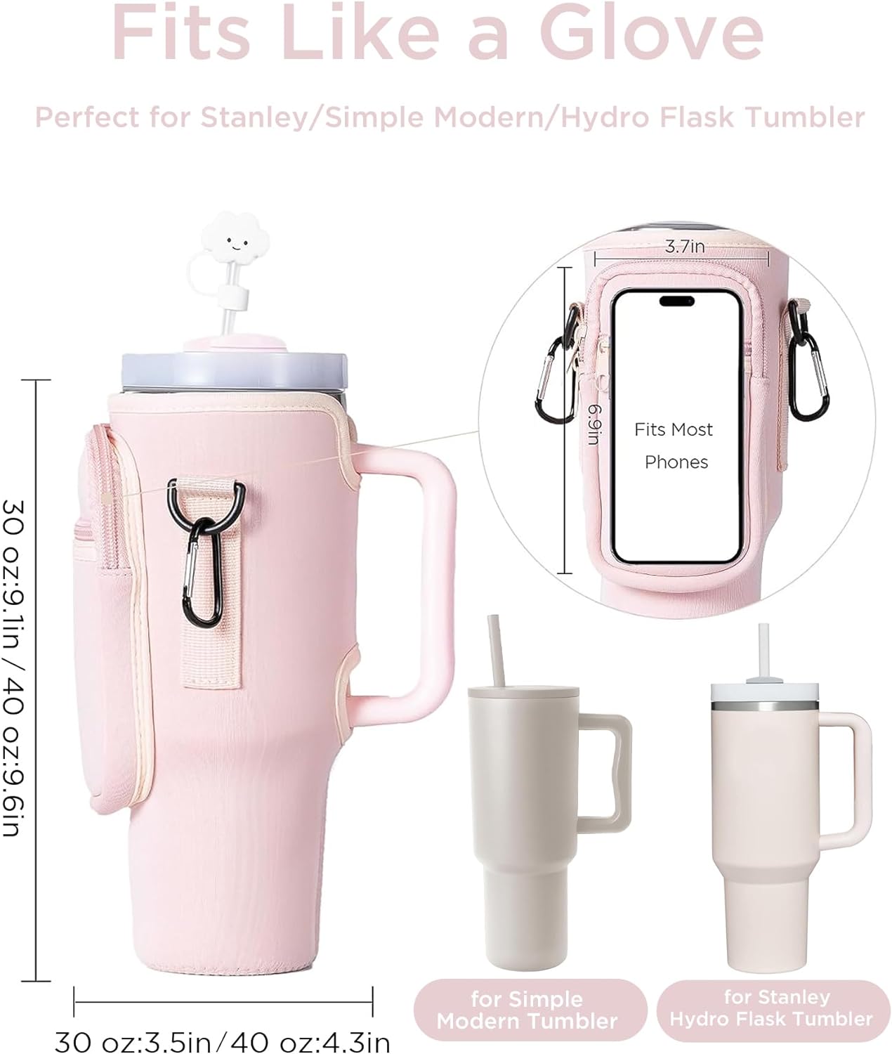 Passende Wasserflaschen-Tragetasche mit Telefontasche und verstellbarem Riemen